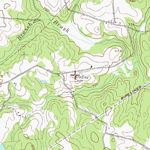 Topographic Map of Bradley Cemetery, GA