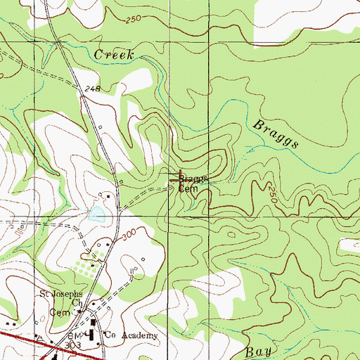 Topographic Map of Braggs Cemetery, GA