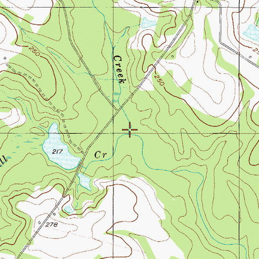 Topographic Map of Braggs Mill Creek, GA