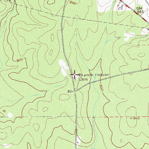 Topographic Map of Branch Hebron Cemetery, GA