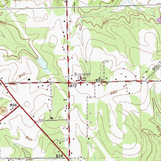 Topographic Map of Brannan Cemetery, GA