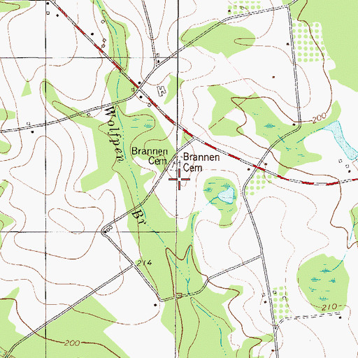 Topographic Map of Brannen Cemetery, GA