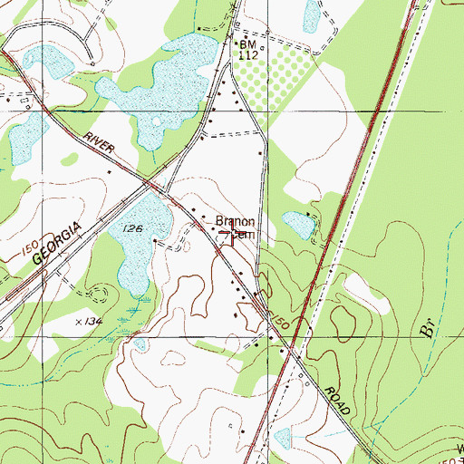 Topographic Map of Branon Cemetery, GA
