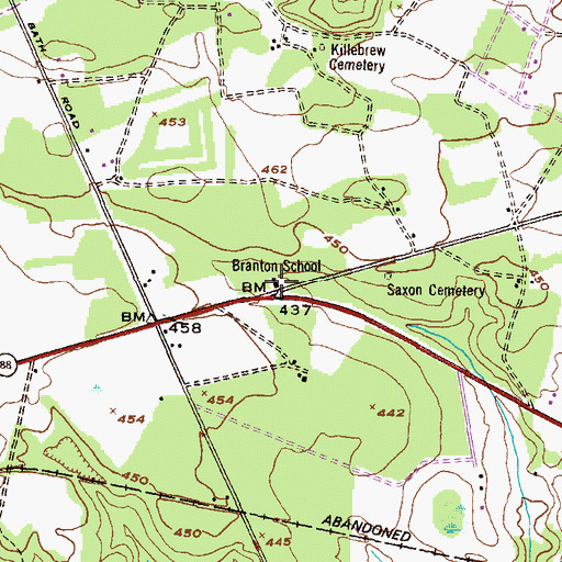 Topographic Map of Branton School, GA