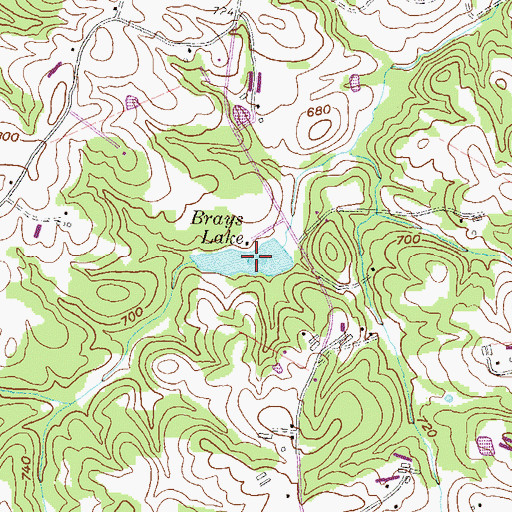 Topographic Map of Brays Lake, GA