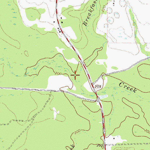 Topographic Map of Breakfast Branch, GA