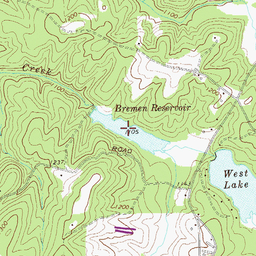 Topographic Map of Bremen Reservoir, GA