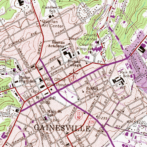 Topographic Map of Brenau Academy, GA