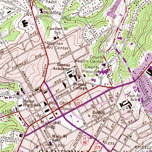 Topographic Map of Brenau University, GA