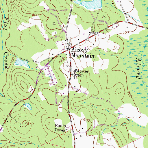 Topographic Map of Brewer Cemetery, GA