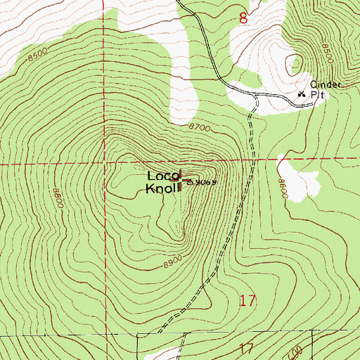 Topographic Map of Loco Knoll, AZ