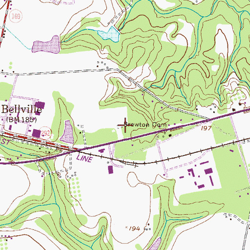 Topographic Map of Brewton Cemetery, GA