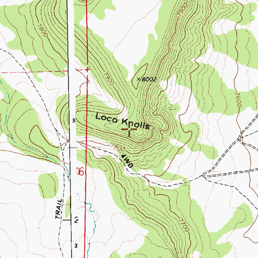 Topographic Map of Loco Knolls, AZ