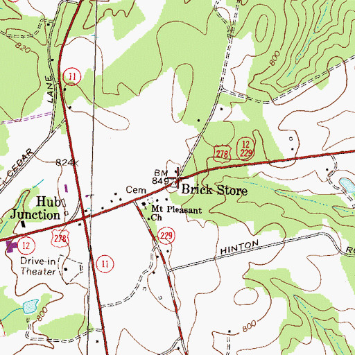 Topographic Map of Brick Store, GA