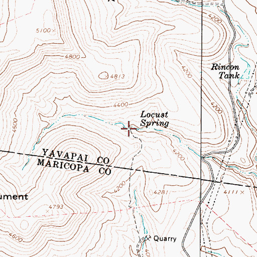 Topographic Map of Locust Spring, AZ