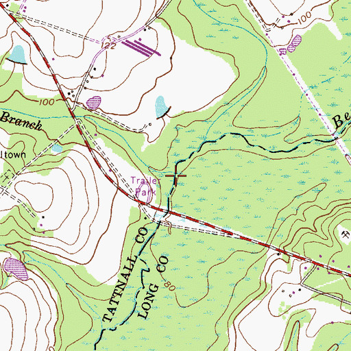 Topographic Map of Brickyard Branch, GA