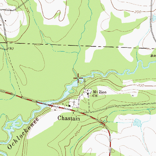 Topographic Map of Bridge Creek, GA
