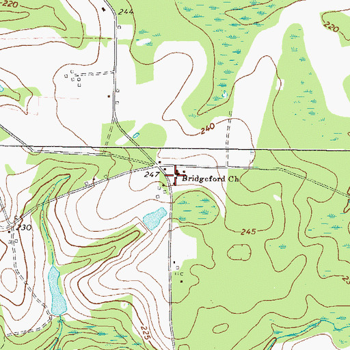 Topographic Map of Bridgeford Church, GA