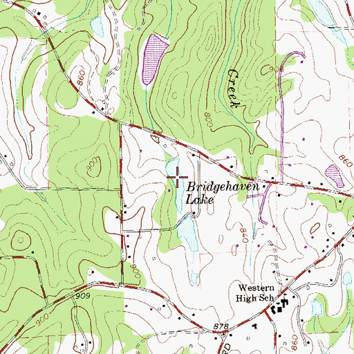 Topographic Map of Bridgehaven Lake, GA