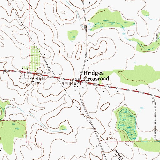 Topographic Map of Bridges Crossroad, GA