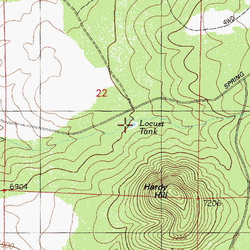 Topographic Map of Locust Tank, AZ