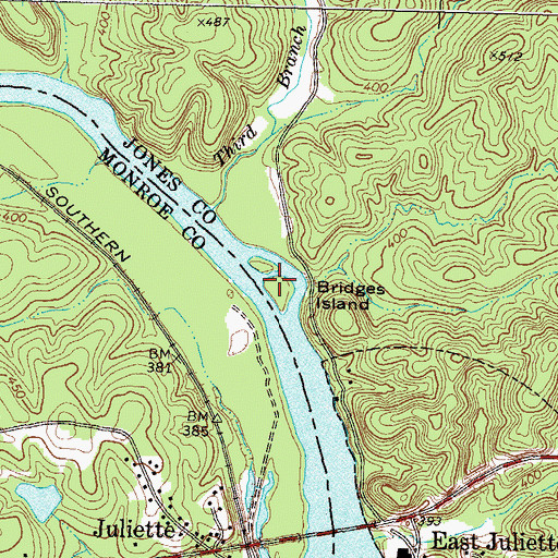 Topographic Map of Bridges Island, GA
