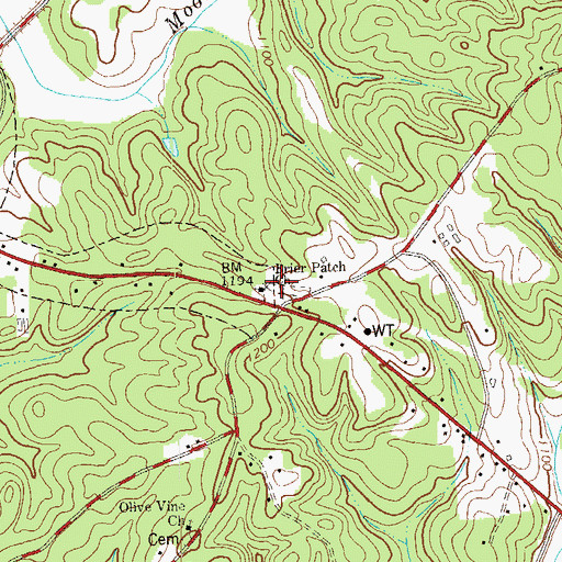 Topographic Map of Brier Patch Church, GA