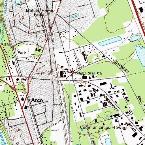 Topographic Map of Bright Star Church, GA