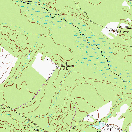 Topographic Map of Brinson Cemetery, GA