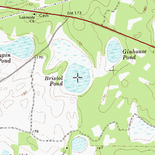 Topographic Map of Bristol Pond, GA