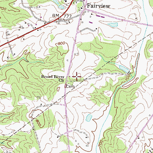 Topographic Map of Broad River Church, GA