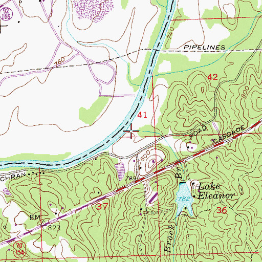 Topographic Map of Brock Branch, GA