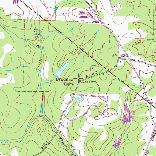 Topographic Map of Brodnax Cemetery, GA