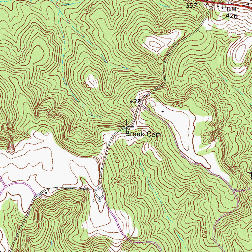 Topographic Map of Brook Cemetery, GA