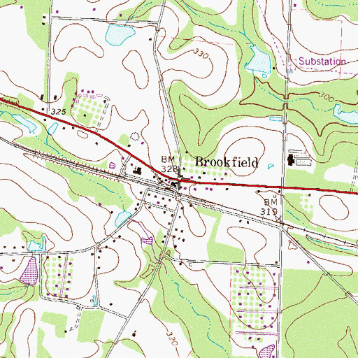Topographic Map of Brookfield, GA