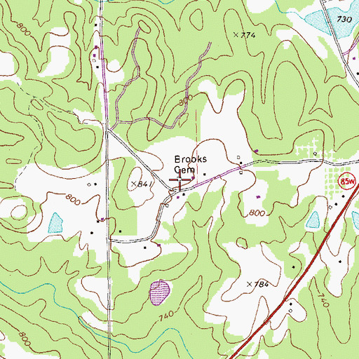 Topographic Map of Brooks Cemetery, GA