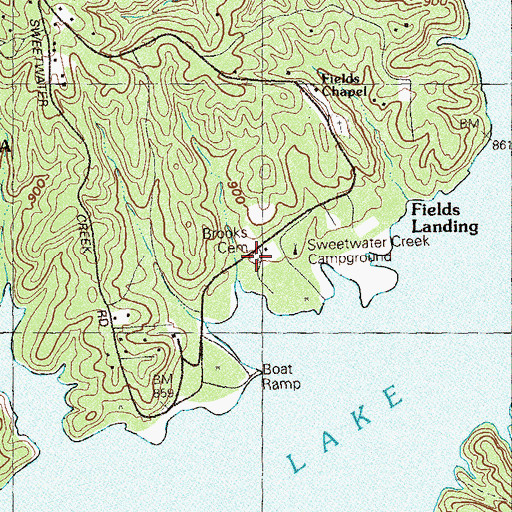 Topographic Map of Brooks Cemetery, GA