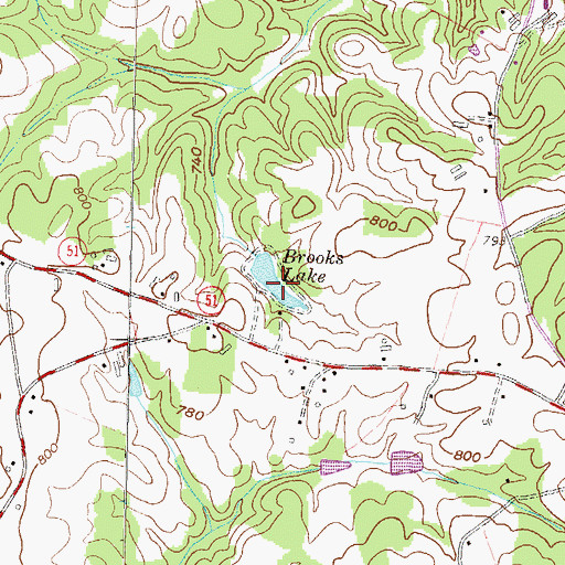 Topographic Map of Brooks Lake, GA