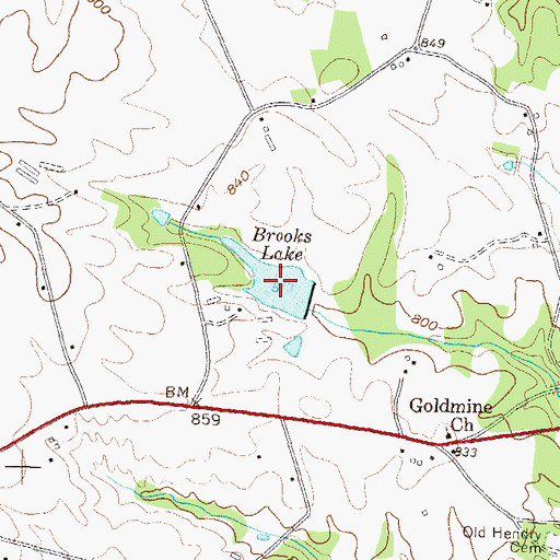 Topographic Map of Brooks Lake, GA