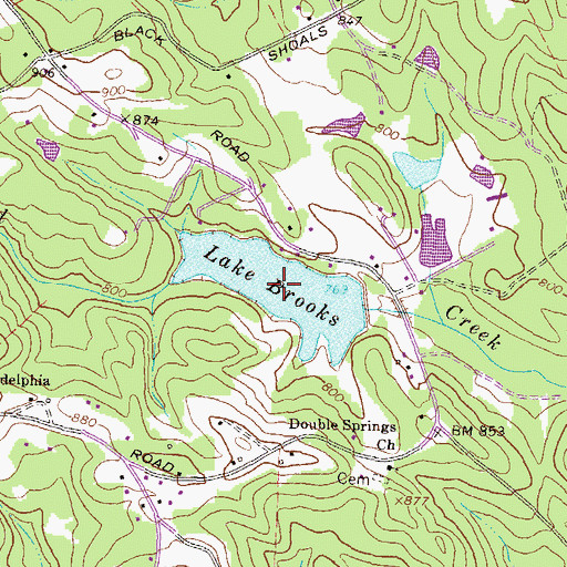 Topographic Map of Lake Brooks, GA