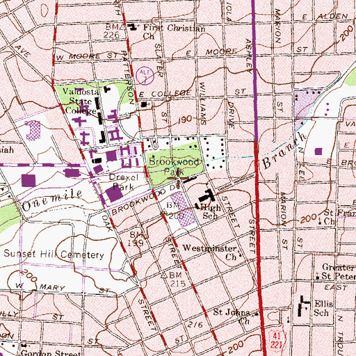 Topographic Map of Brookwood Park, GA