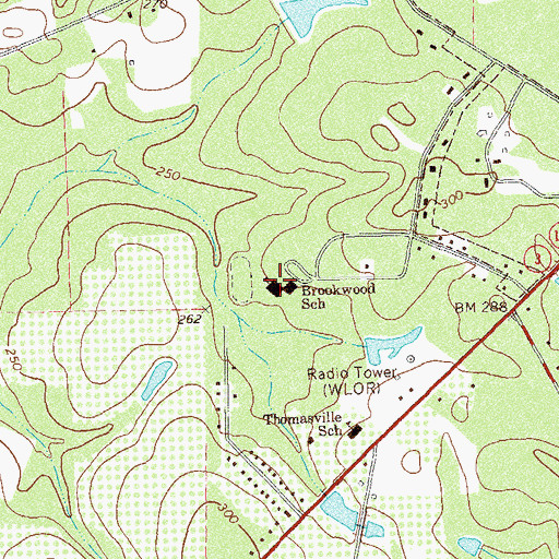 Topographic Map of Brookwood School, GA