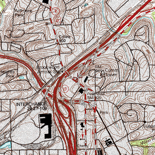 Topographic Map of Brookwood Station, GA