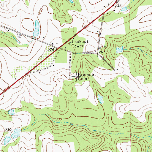 Topographic Map of Broome Cemetery, GA