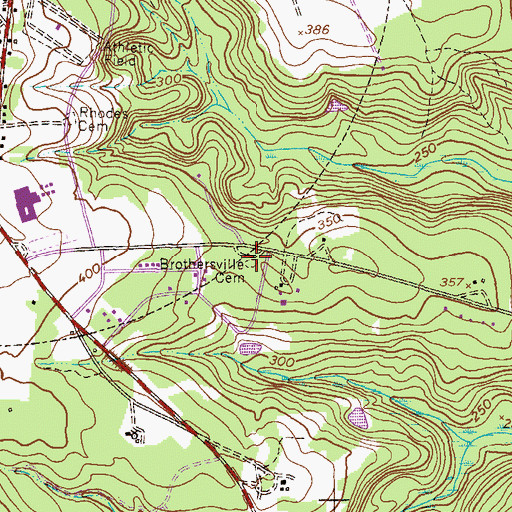 Topographic Map of Brothersville Cemetery, GA