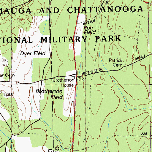 Topographic Map of Brotherton House, GA