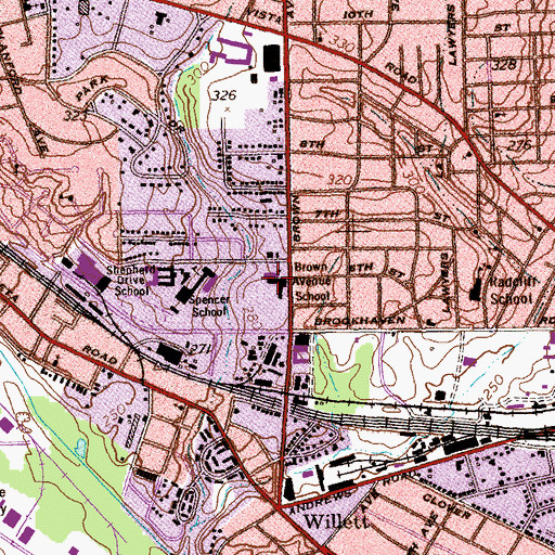Topographic Map of Brown Avenue School, GA