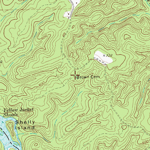 Topographic Map of Brown Cemetery, GA