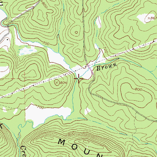 Topographic Map of Brown Creek, GA