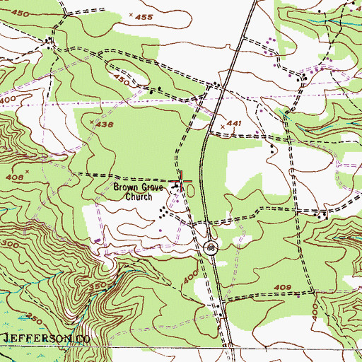 Topographic Map of Brown Grove Church, GA
